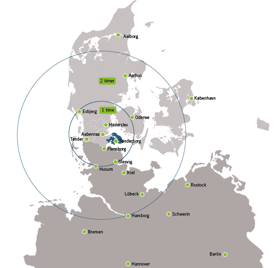 Kort over Sønderjylland
